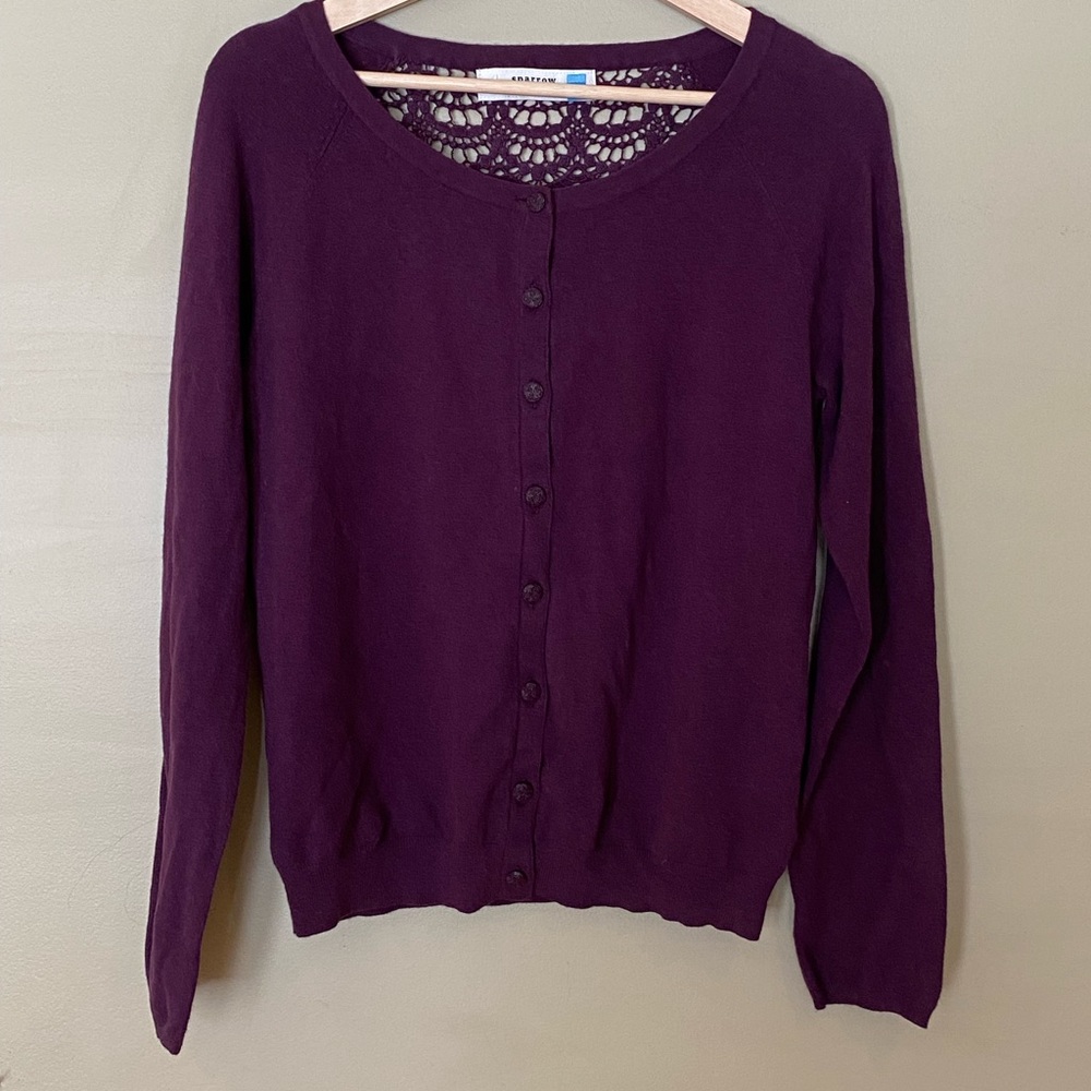 Sparrow brand large cardigan with lace like detail